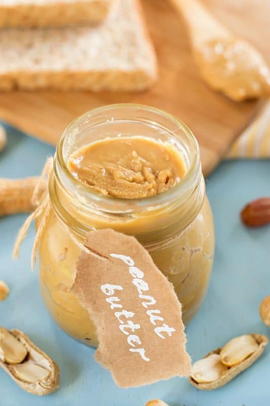 Homemade Peanut Butter - Peanut Butter Recipe shown in a glass jar