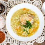 Turkey Soup Recipe shown from overhead