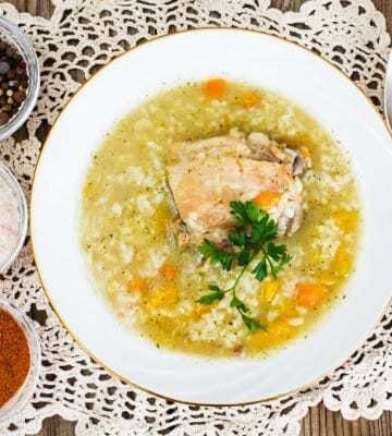 Turkey Soup Recipe shown from overhead