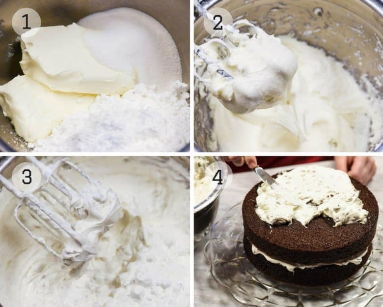 Steps for making the candy bar cake icing shown