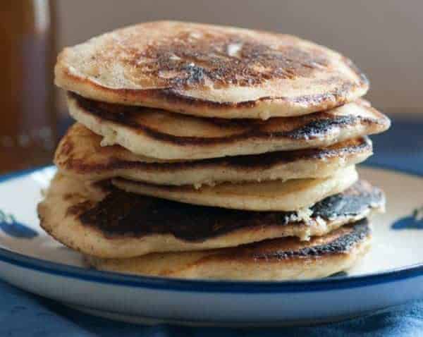 Whole Wheat Pancakes shown on plate in a stack