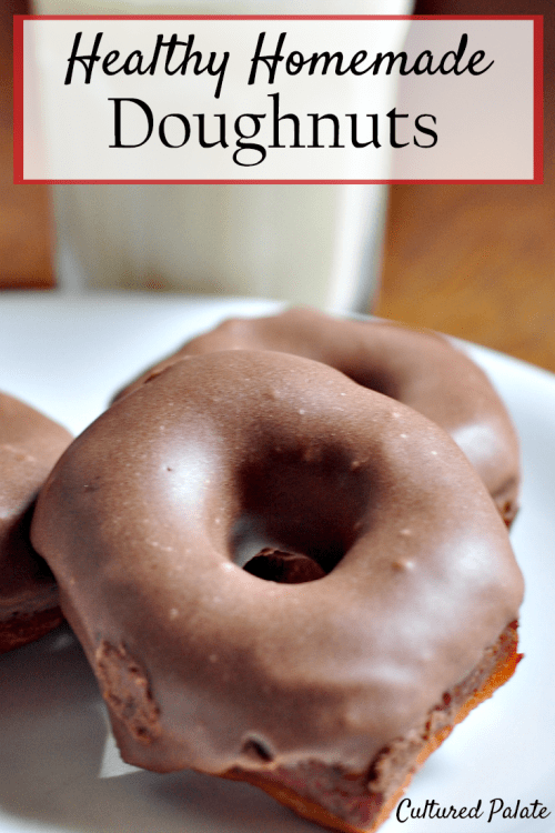 Homemade Doughnuts - Healthy Doughnuts shown on a plate with milk