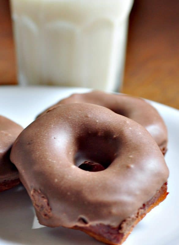 Homemade Doughnuts - Healthy Doughnuts shown on a plate with milk