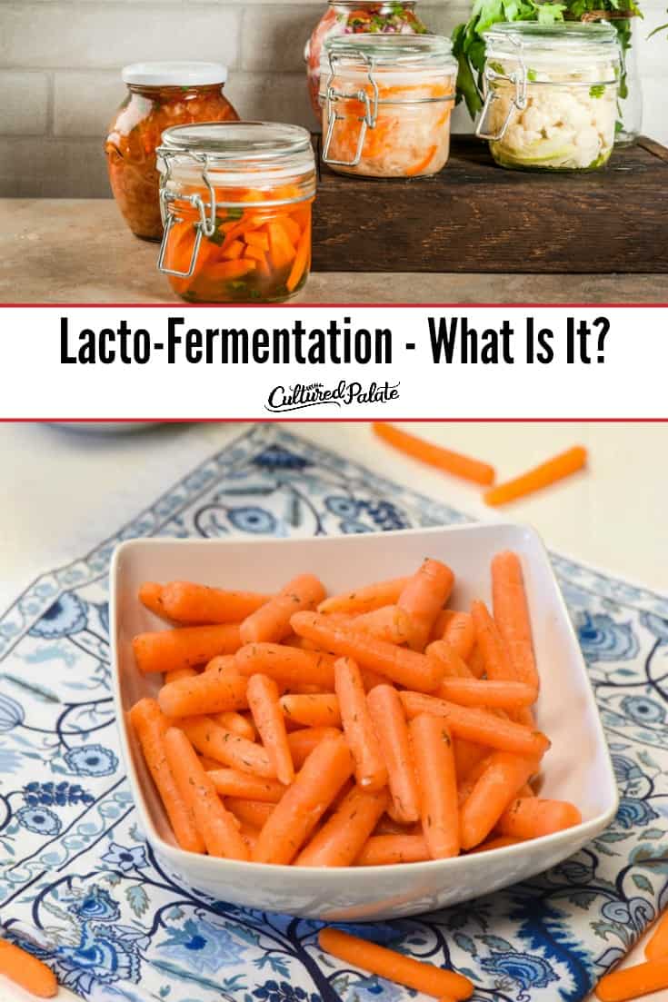 Fermented carrots shown in two images with text overlay.