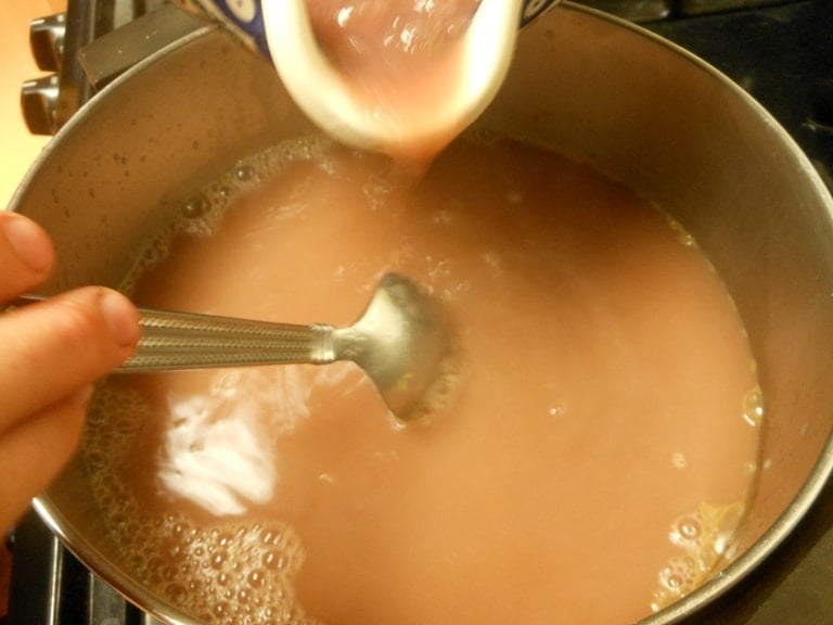 Stirring homemade jello before it sets
