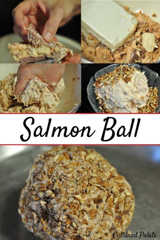 Salmon Ball shown being made step by step