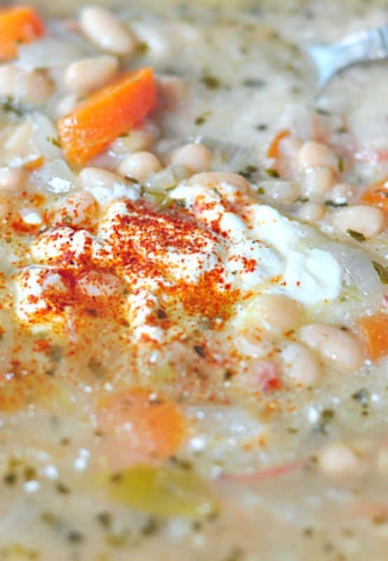close-up of Mexican White Bean Soup