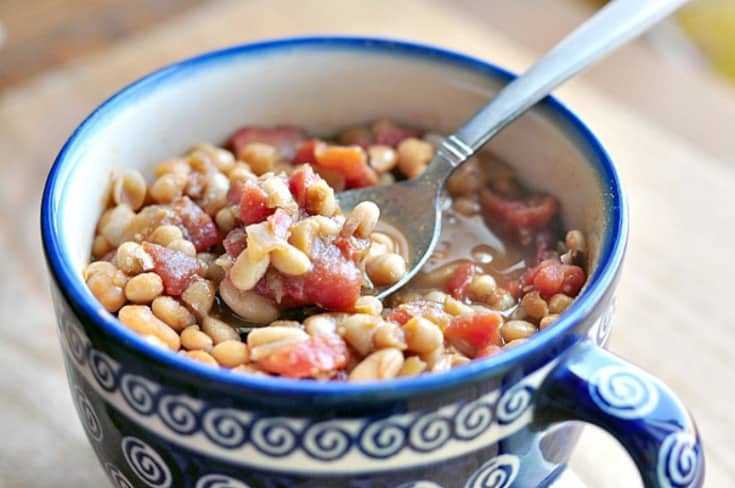 Homemade Baked Bean Recipe shown in bowl ready to eat