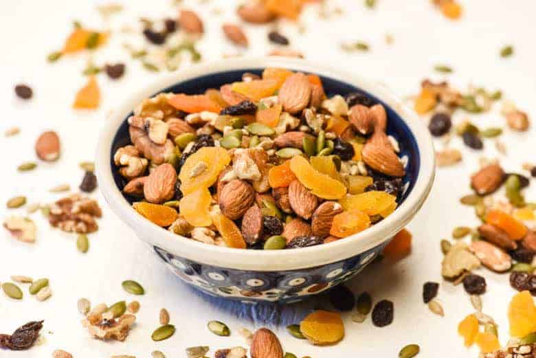 Homemade Trail Mix shown in bowl - an Easy Snack Recipe