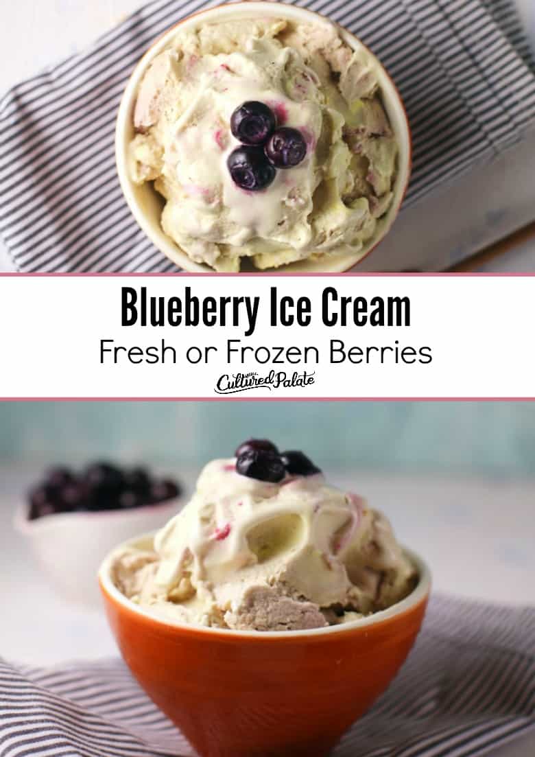 Blueberry Ice cream shown in two image collage with text overlay.