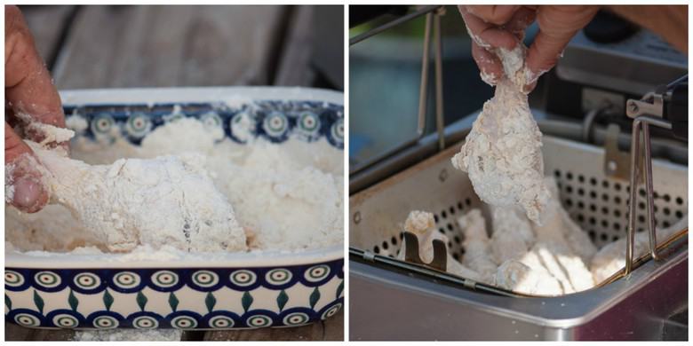 Step by step photos for making battered chicken