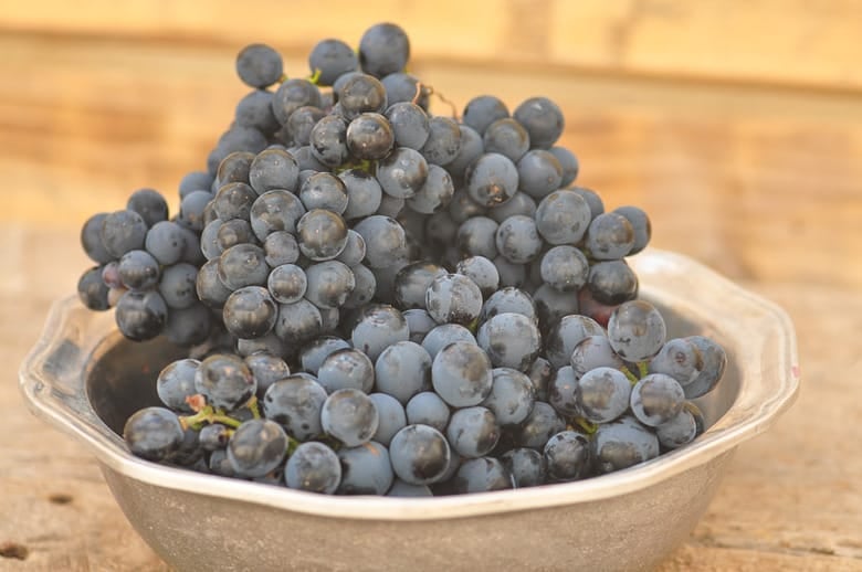 grapes in a bowl to make red wine sangria