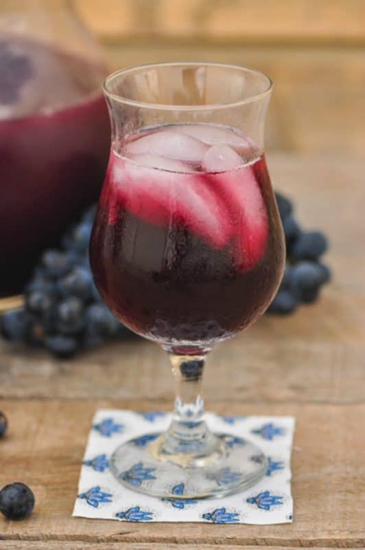 Single glass of red wine sangria