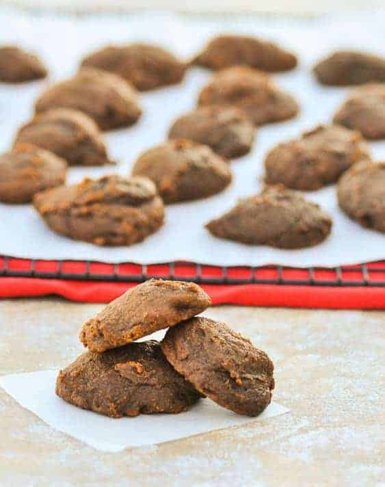 Three pumpkin spice cookies in a pile