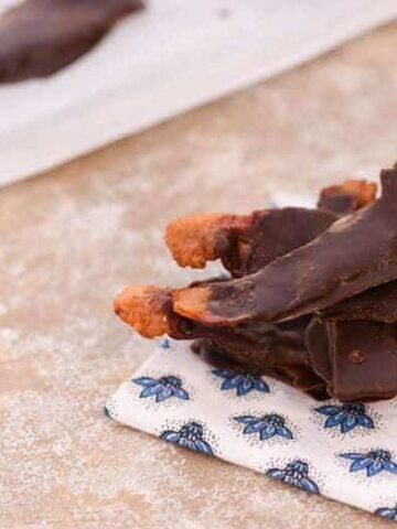 Healthy Chocolate Covered Bacon on a work surface