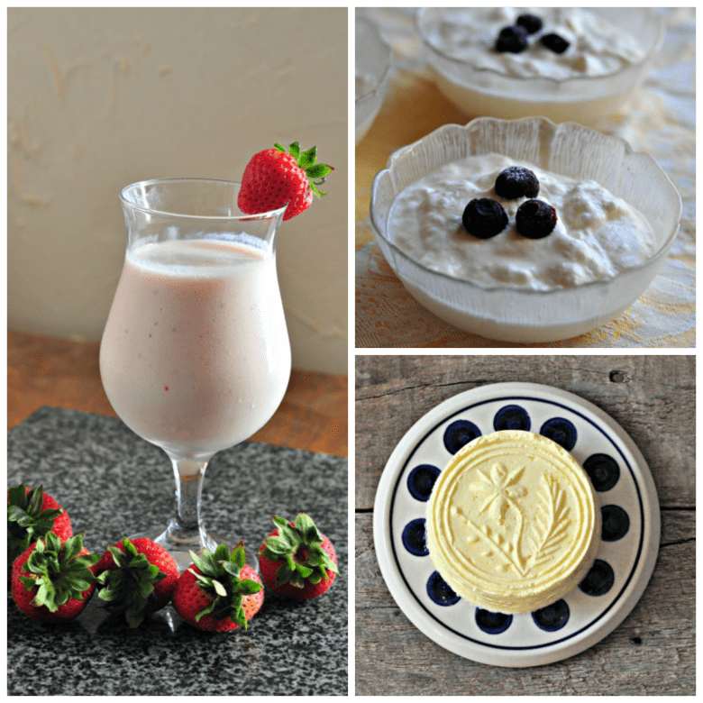 Simple Cheesemaking Collage - Smoothie, Yogurt, Butter