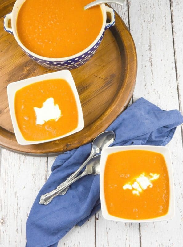 Moroccan Carrot Soup Recipe shown in bowls 