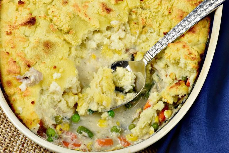 A close up of a Gluten Free Chicken Pot Pie 