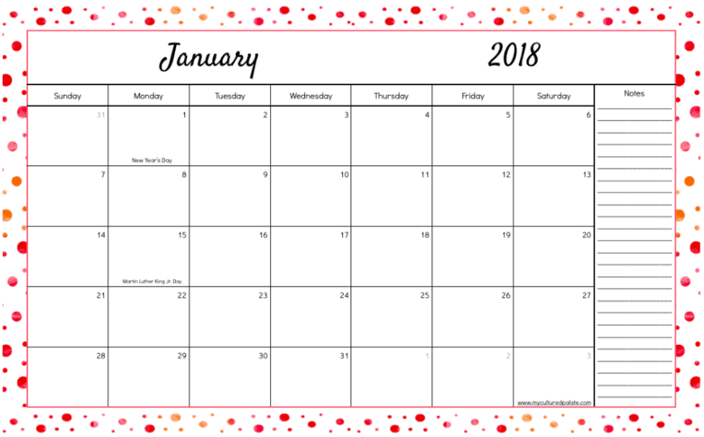 Daily and Monthly Pages - 2018 Daily Pages Month Layout PNG