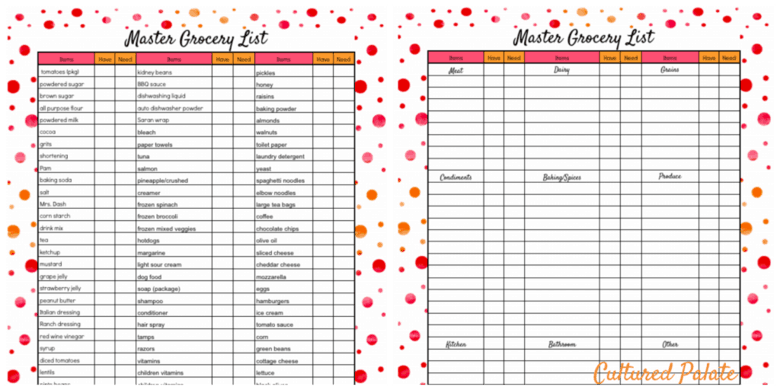 Daily Life Planner - Grocery List both pages shown