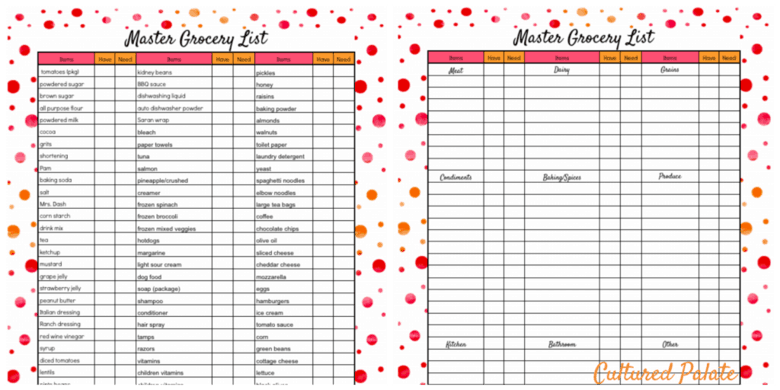 Daily Life Planner - Grocery List both pages shown