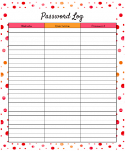 Daily Life Planner - Password Log | Cultured Palate
