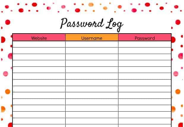 Daily Life Planner - Password Log | Cultured Palate