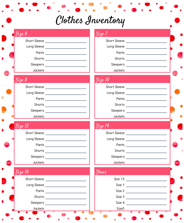 Daily Life Planner - Clothes Inventory List - Cultured Palate