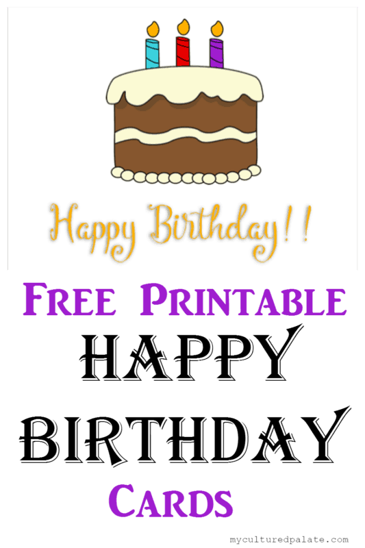 Free Printable Happy Birthday Cards | Cultured Palate