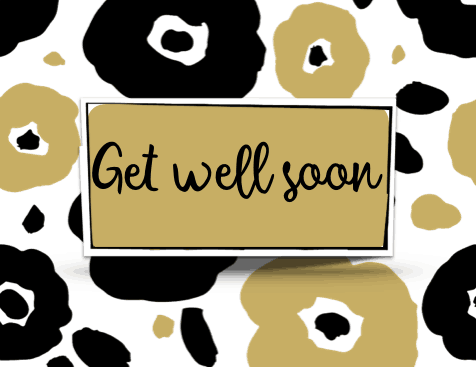 Free Printable Get Well Cards - Black and Gold Flowers