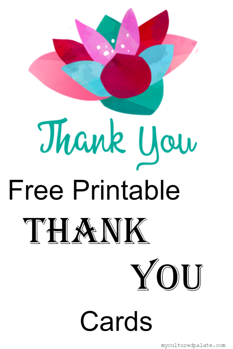 Free Printable Thank You Cards - Cultured Palate