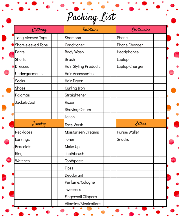 Daily Life Planner - Packing List - Cultured Palate