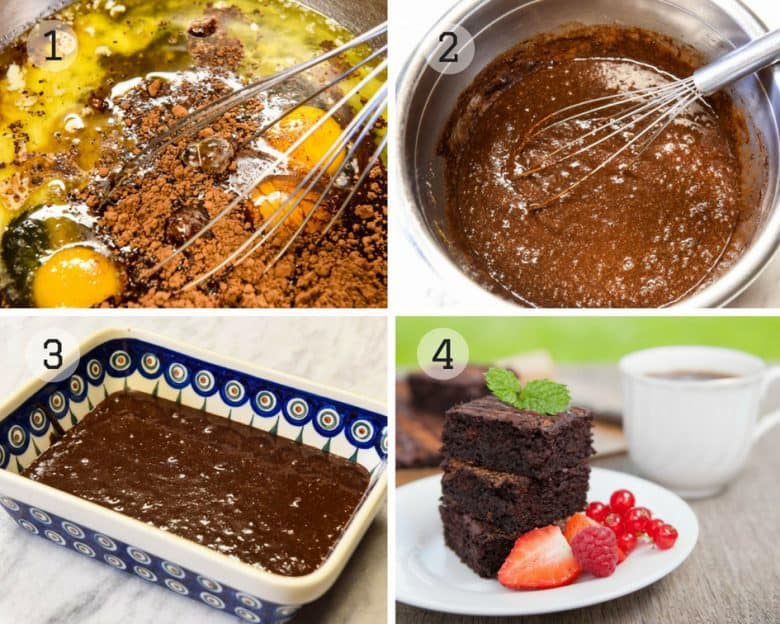 Steps shown to make Coconut Flour Brownies, Paleo Brownies, Gluten Free Brownies