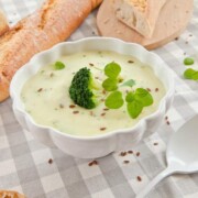 Best Broccoli Soup in a white bowl