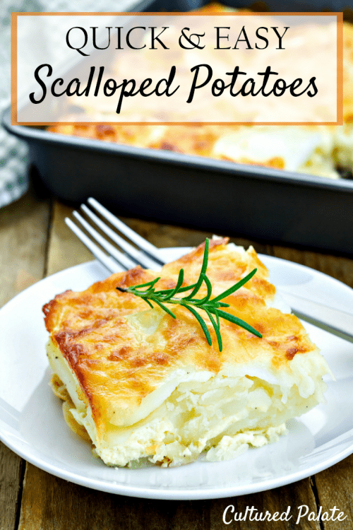 Easy Scalloped Potatoes shown on plate ready to eat