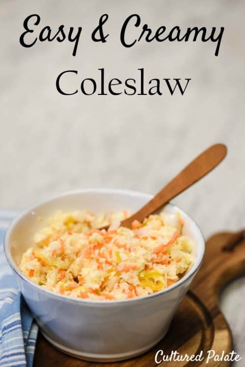 Creamy Coleslaw - Easy Coleslaw Recipe shown with title