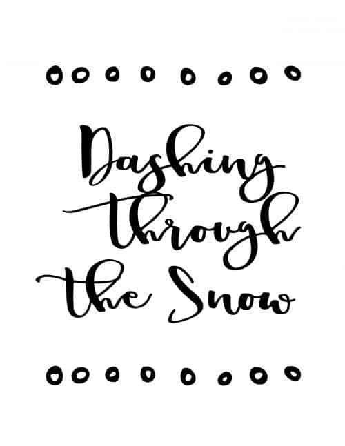 dashing through the snow free printable christmas wall art