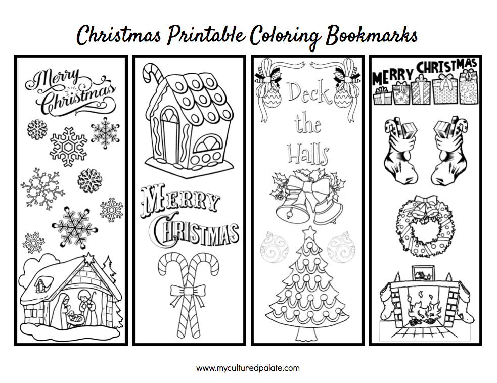 Free Christmas Bookmarks to Color Cultured Palate
