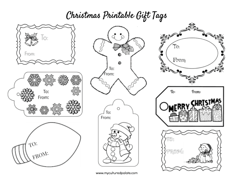 Christmas Gift Tags to Color