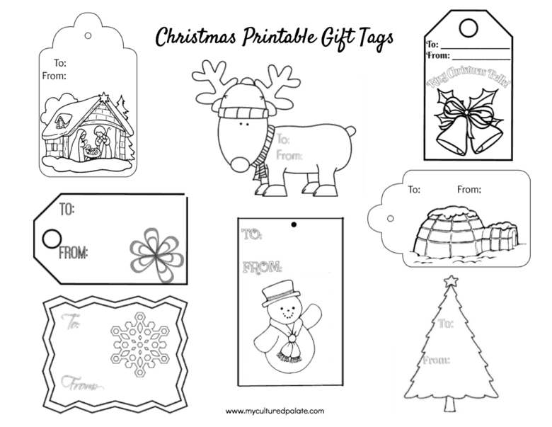 Christmas Gift Tags to Color