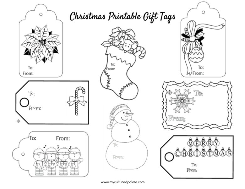 Christmas Gift Tags to Color