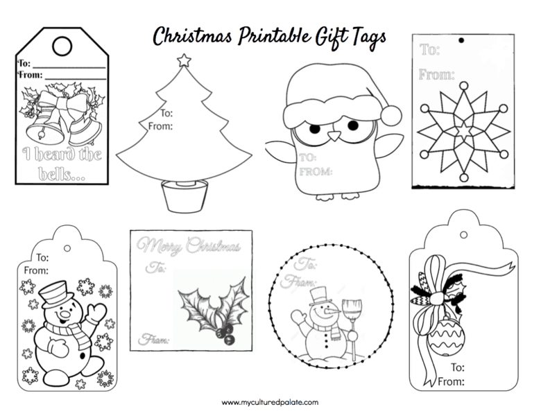 Christmas Gift Tags to Color