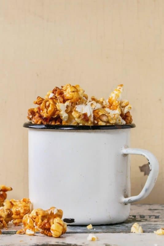 Caramel Corn shown in cup from the Caramel Corn recipe