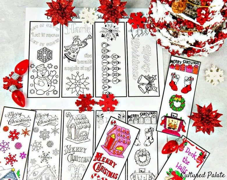 Christmas coloring bookmarks