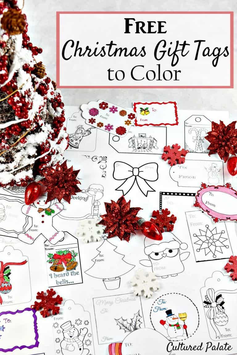 Free Christmas Gift Tags to Color Cultured Palate