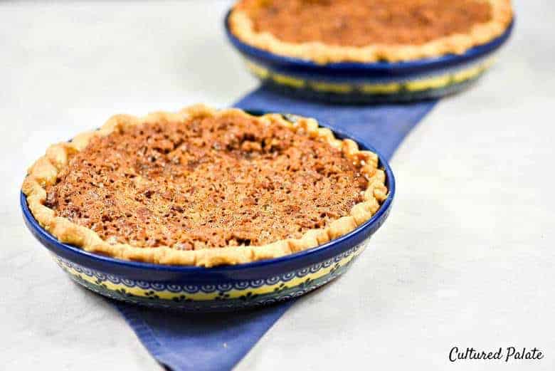 Photo of an Easy Pie Crust Recipe with a pie filling in a blue dish