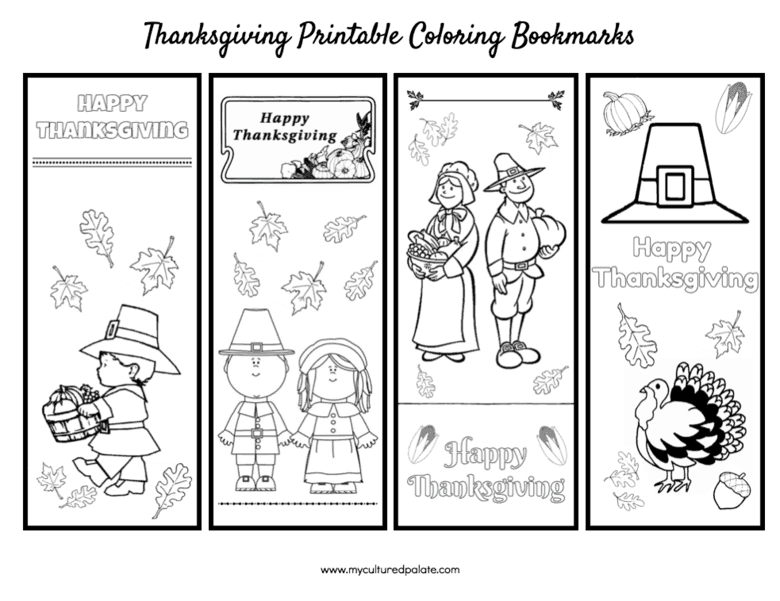 Printable Thanksgiving Coloring Bookmarks