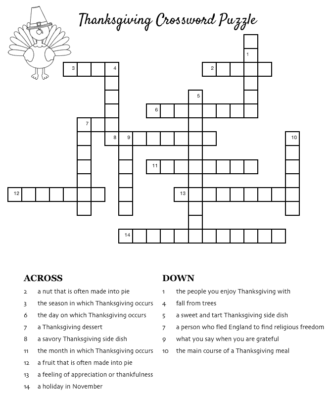 Thanksgiving Crossword Puzzle