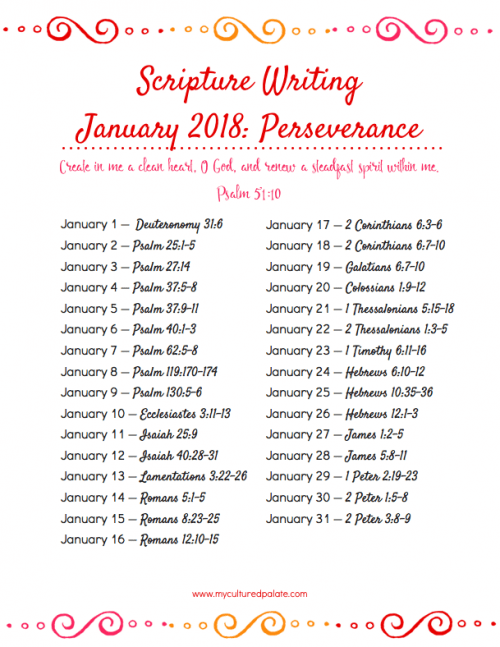 Scripture Writing for January - Perseverance - Cultured Palate