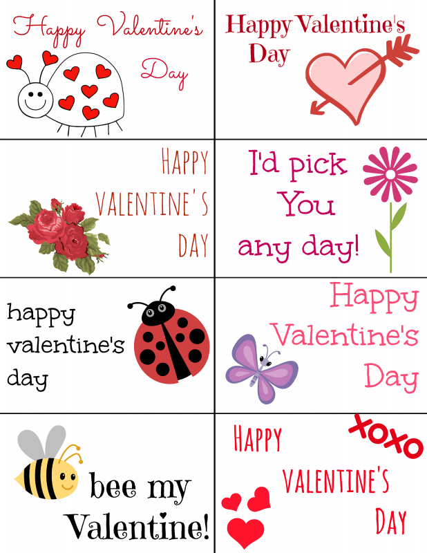 FREE Printable Valentine's Day Cards for School